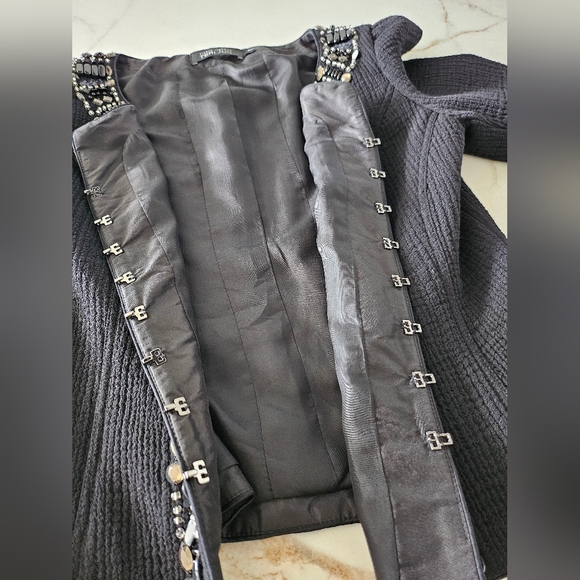 Rickie Freeman Teri Jon Black 100% Wool Jacket Womens Stones Beaded Formal Sz 6 - Picture 14 of 16